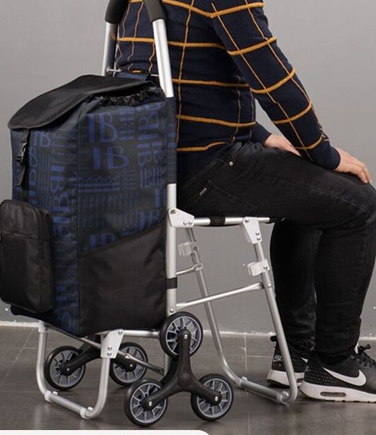 折りたたみ式チェック柄シルバーカー買い物カート 座れる|シルバーカー