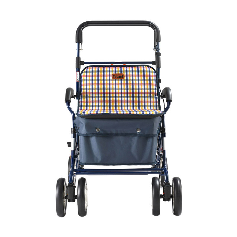 チェック柄座面付き折りたたみ式シルバーカー