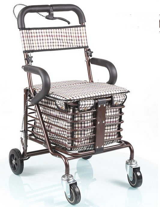 シルバーカー 背もたれ付き買い物かご座面付き四輪歩行補助車