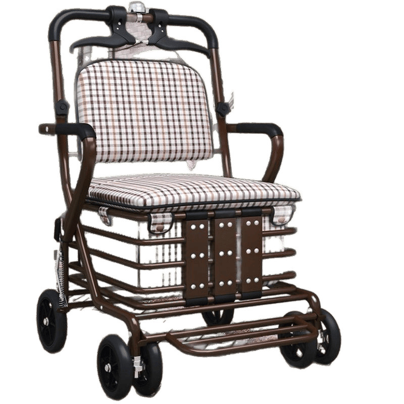 シルバーカー 座れる四輪式買い物かご付きシルバーカー