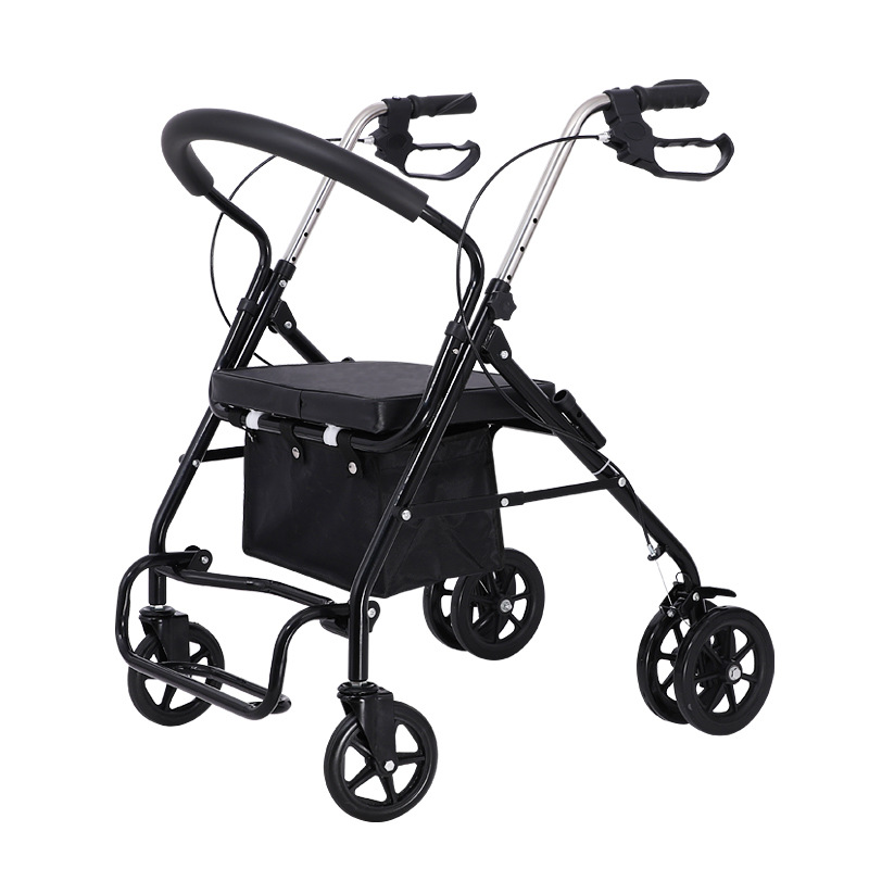 シルバーカー 座面付き四輪折りたたみ式歩行補助シルバーカー