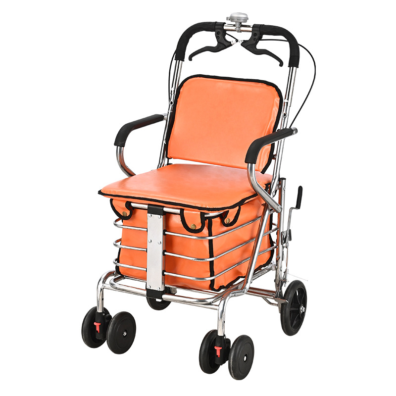 シルバーカー 座面付き折りたたみ式大容量収納シルバーカー