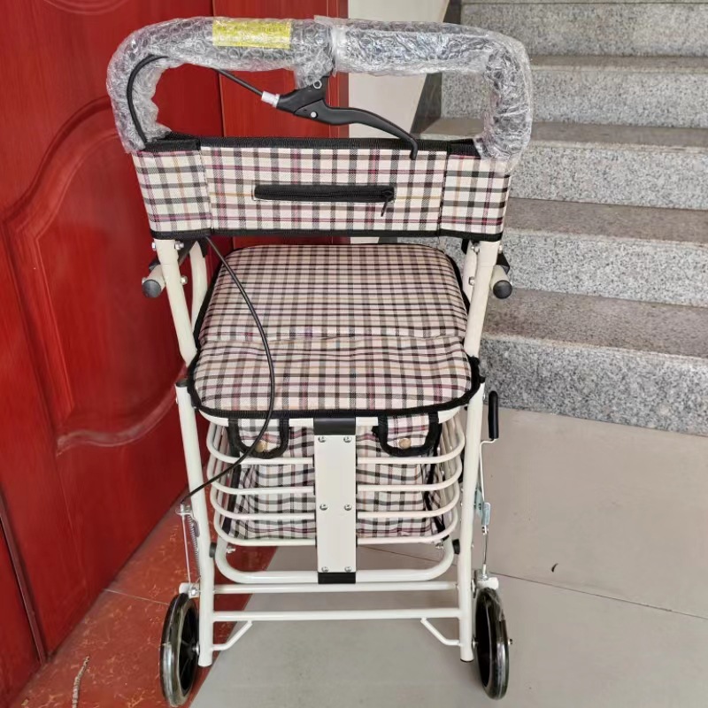 シルバーカー 座れるシルバーカー チェック柄付き買い物カート 座れる