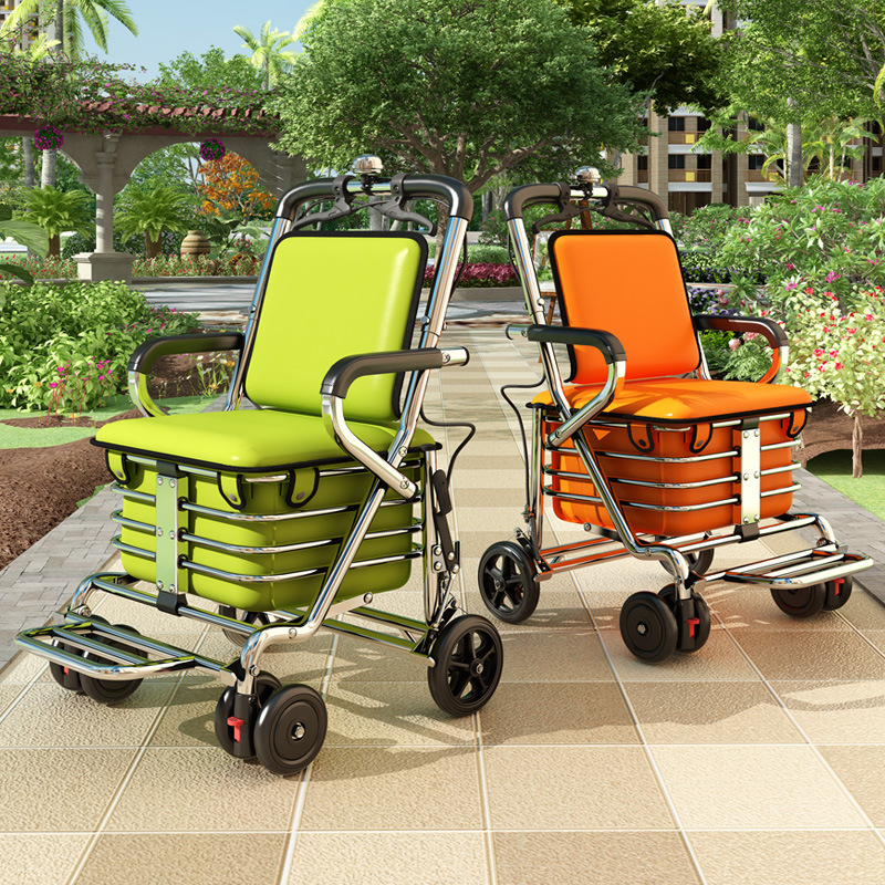 シルバーカー 背もたれ付き四輪座れる買い物カート