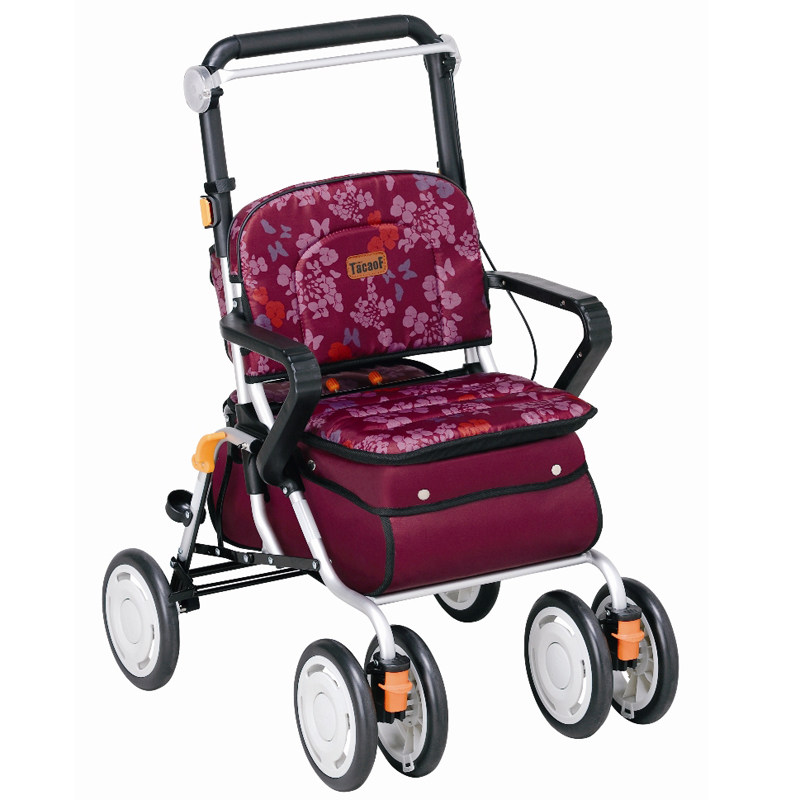 シルバーカー クッション付き六輪折りたたみシルバーカー