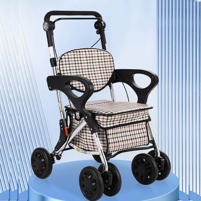 シルバーカー 六輪座面付き折りたたみ式軽量