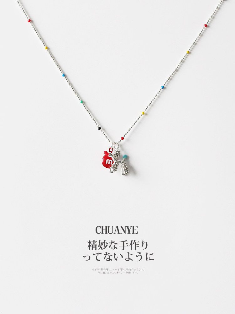 シルバーアクセサリー 彩り結び リボンチャームネックレス