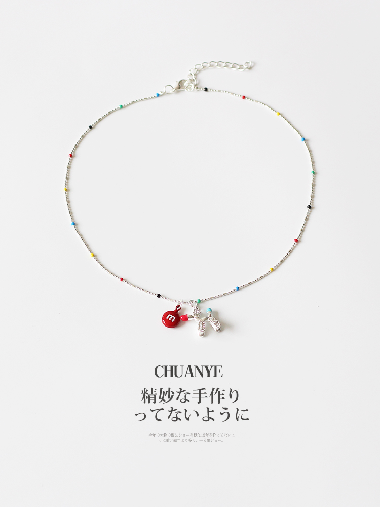 シルバーアクセサリー 彩り結び リボンチャームネックレス