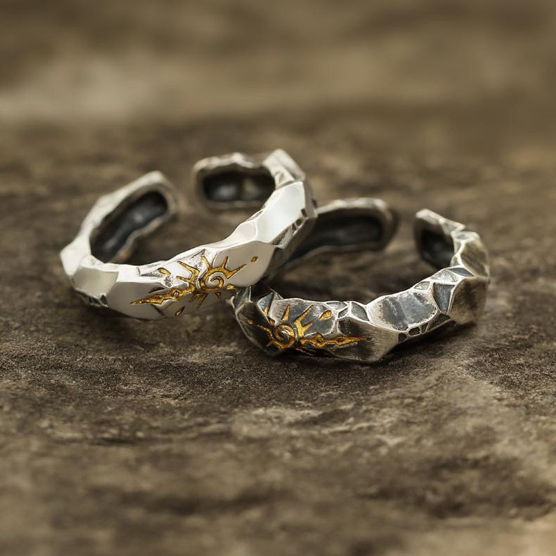 シルバーアクセサリー 荒々しい太陽の輝き ペアリング