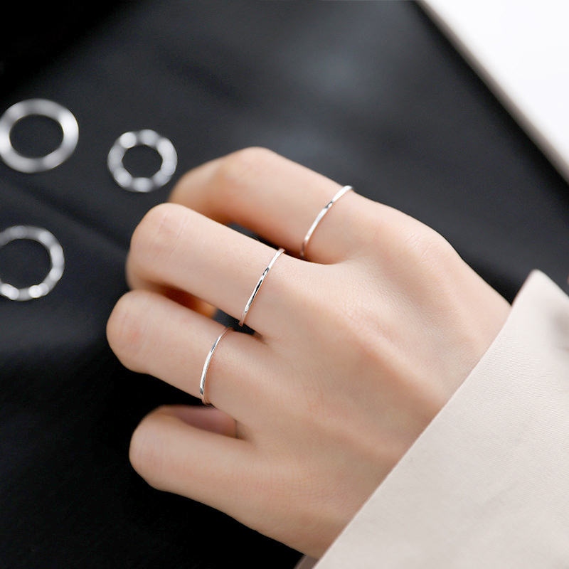 シルバーアクセサリー 極細シンプル二連リング