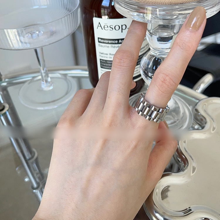 シルバーアクセサリー チェーンバンド重ね着けリング カップル対応指輪