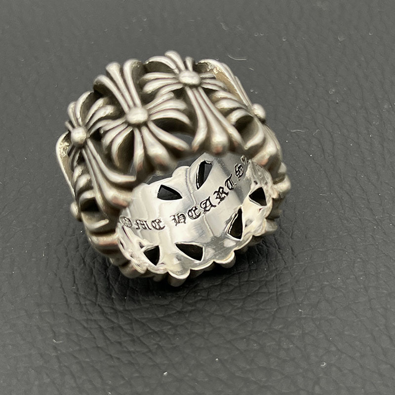 シルバーアクセサリー 十字フラワー装飾リング