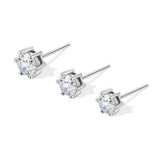 シルバーアクセサリー 六爪石留め輝きピアス