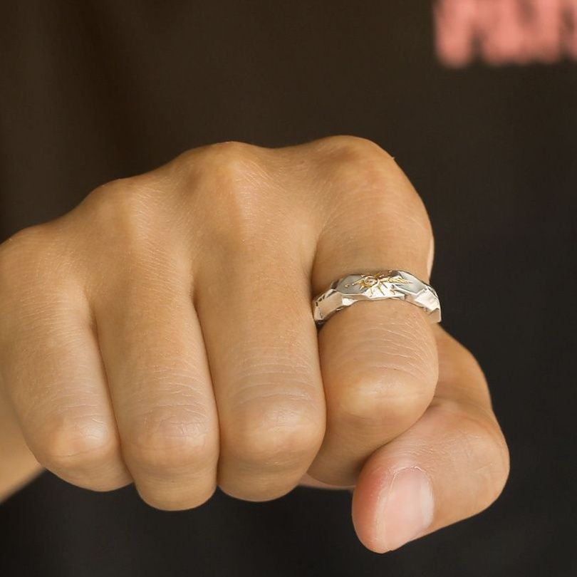 シルバーアクセサリー 岩肌太陽の輝き フリーリング