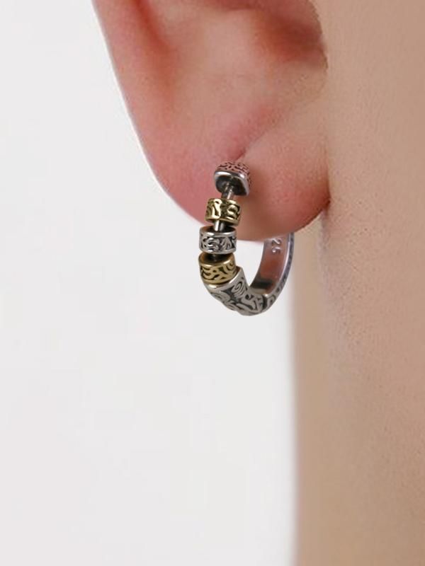シルバーアクセサリー 彫刻模様のフープピアス