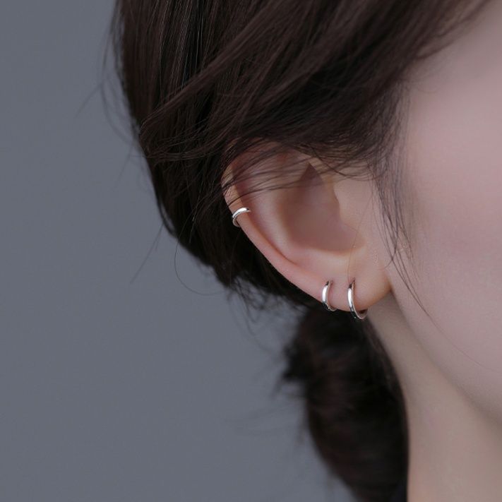 シルバーアクセサリー シンプル輪フープイヤリング
