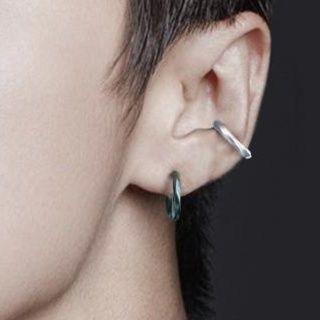 シルバーアクセサリー 二連フープ耳元アクセント
