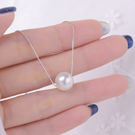 シルバーアクセサリー 一粒真珠のしずくネックレス