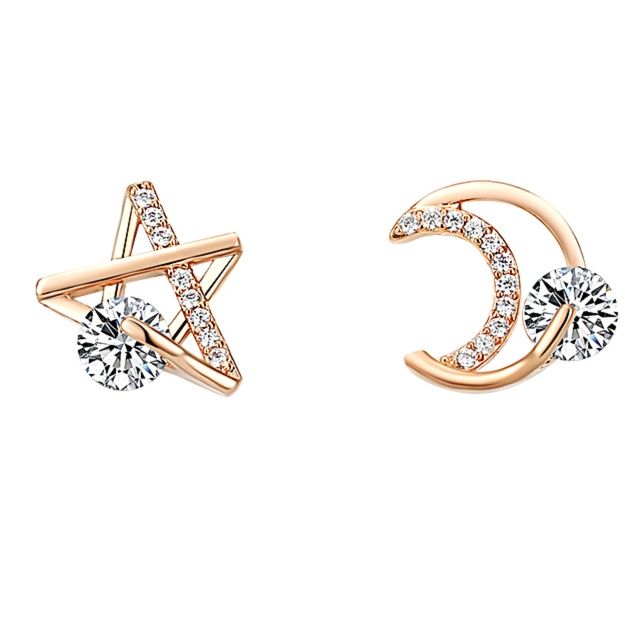 シルバーアクセサリー 星月の輝き アシンメトリーピアス