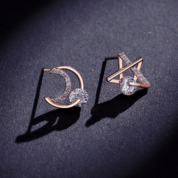 シルバーアクセサリー 星月の輝き アシンメトリーピアス