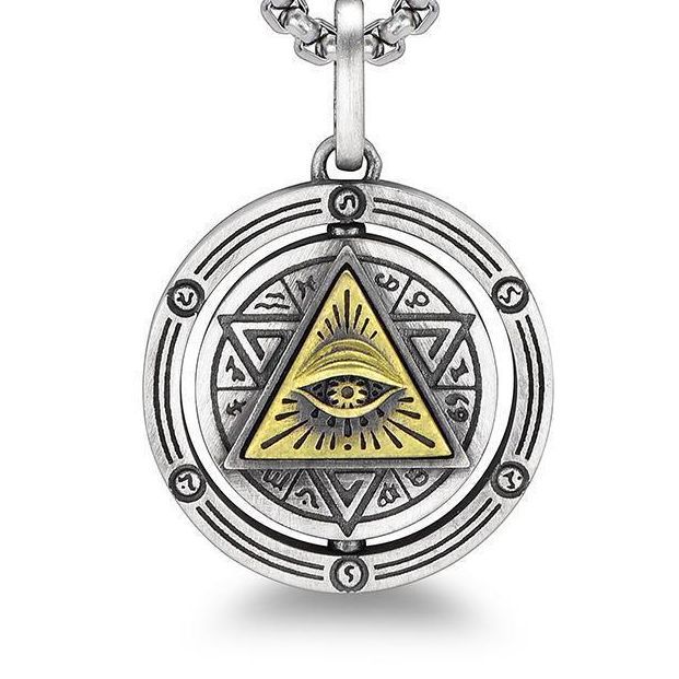 シルバーアクセサリー 神秘の目と三角形のペンダント