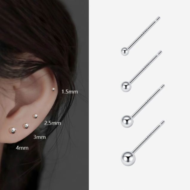シルバーアクセサリー 極細丸玉スタッドピアス