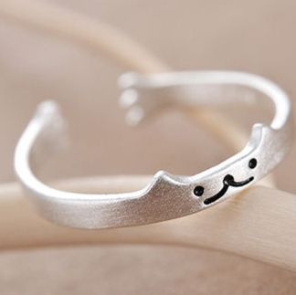 シルバーアクセサリー 猫の微笑み フリーサイズリング
