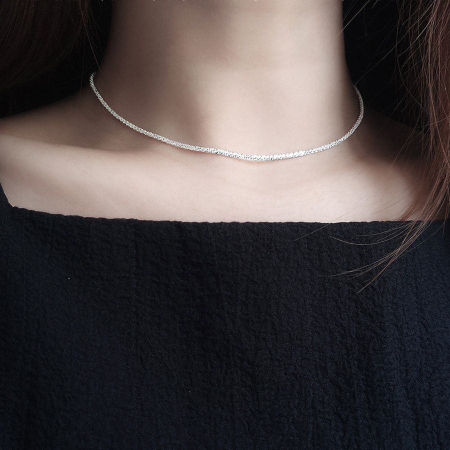 シルバーアクセサリー 極細ねじれチェーンネックレス