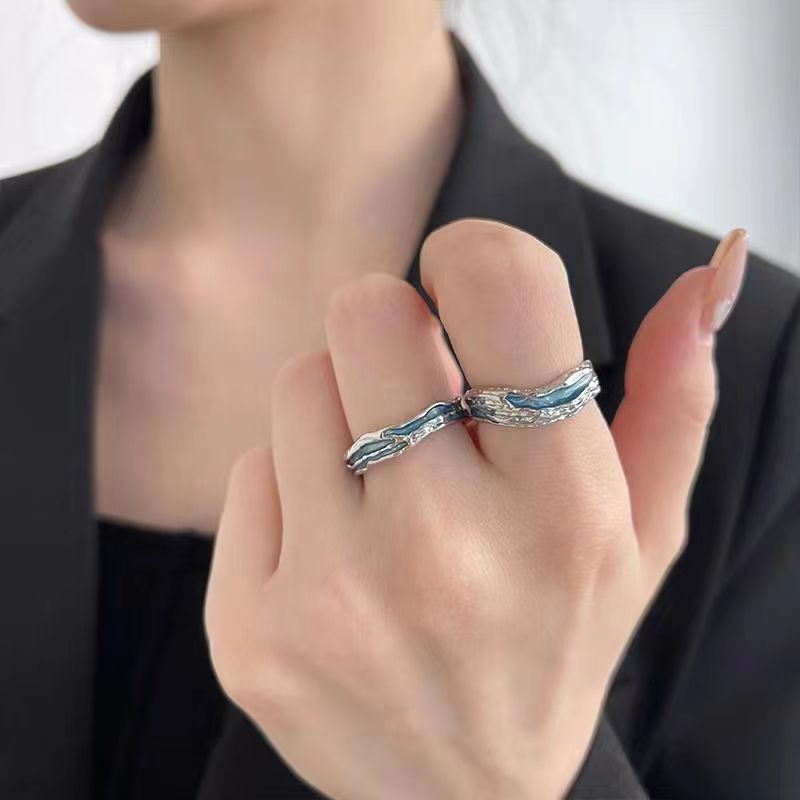 シルバーアクセサリー 波紋デザイン 二連リング
