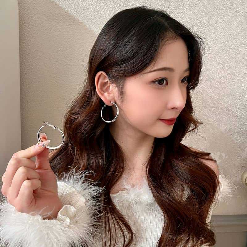 シルバーアクセサリー シンプル輪フープピアス