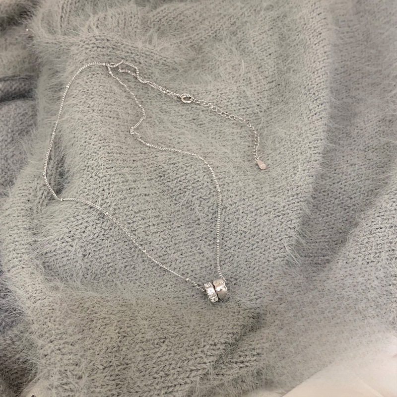 シルバーアクセサリー 二連輝石 ミニマルペンダント