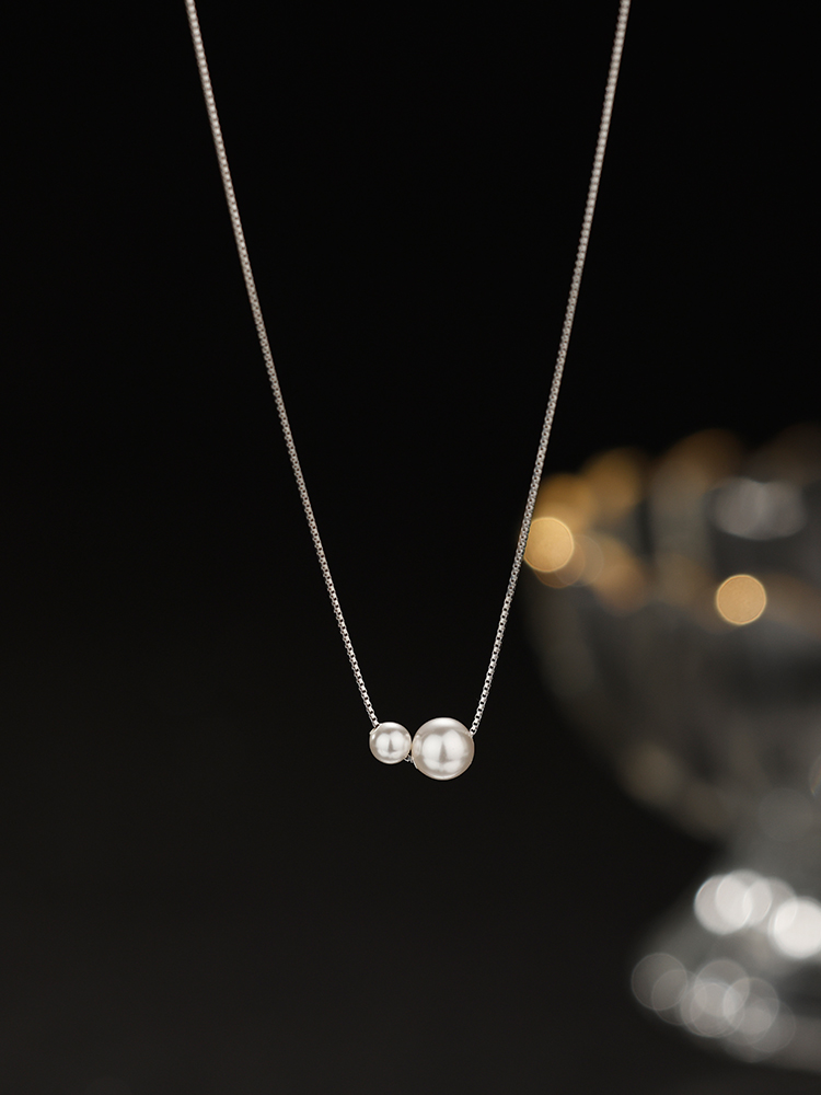 シルバーアクセサリー 二粒の輝き 華奏ネックレス