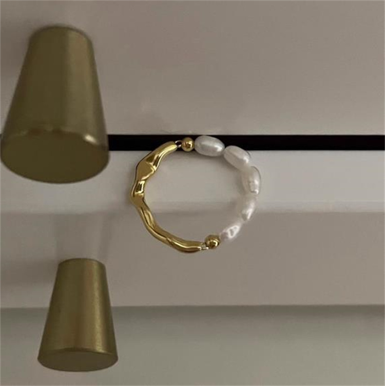 シルバーアクセサリー 天然真珠金属ビーズリング上品な指輪