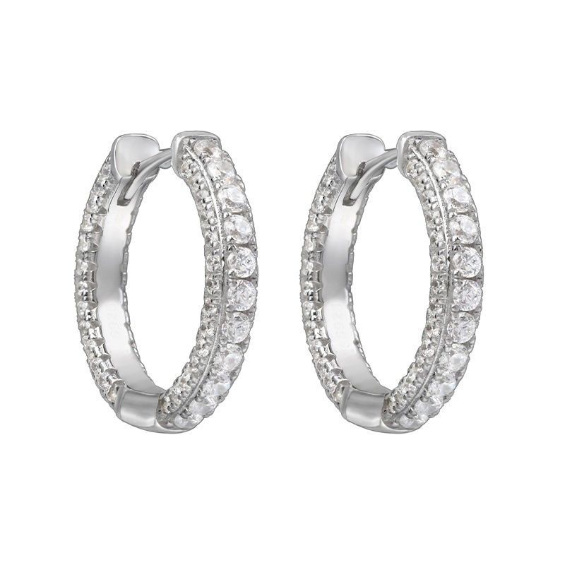 シルバーアクセサリー キュービック フープ ピアス
