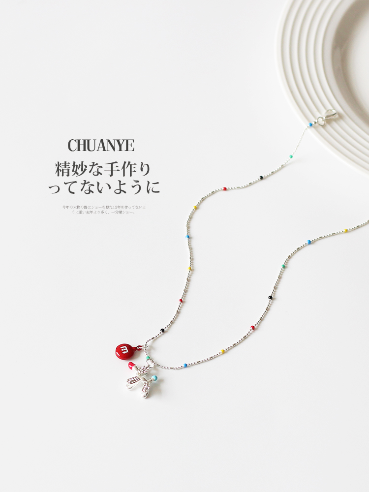 シルバーアクセサリー 彩り結び リボンチャームネックレス