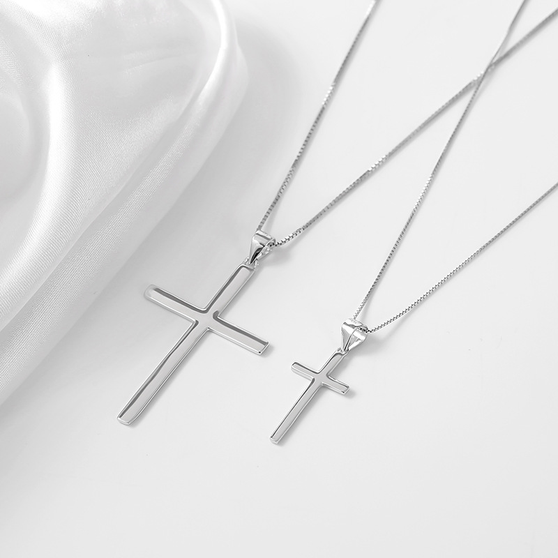 シルバーアクセサリー 細身シンプルクロスペンダント