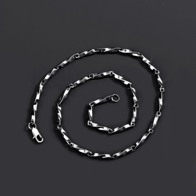 シルバーアクセサリー 捻りツイスト細身チェーンネックレス