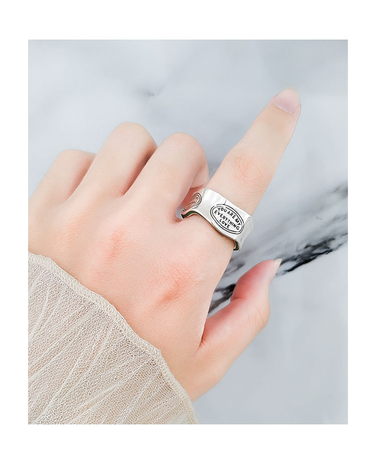 シルバーアクセサリー 愛のメッセージ 六角形オープンリング