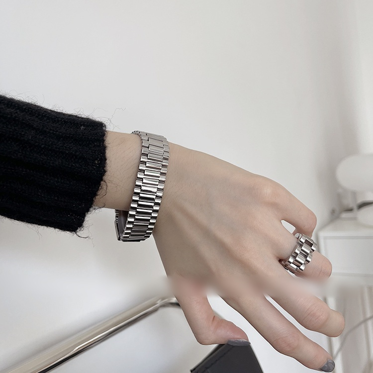 シルバーアクセサリー チェーンバンド重ね着けリング カップル対応指輪