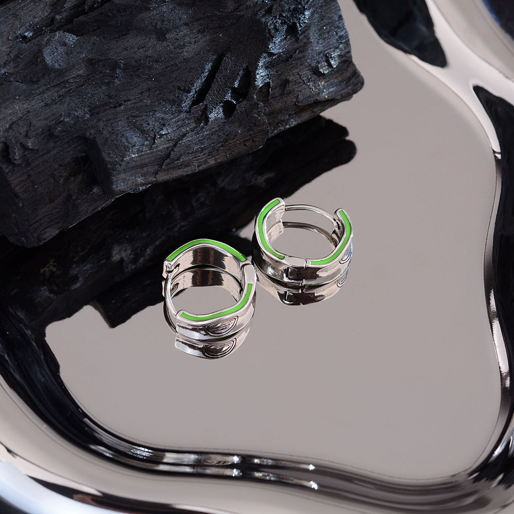 シルバーアクセサリー 印章風フープピアス