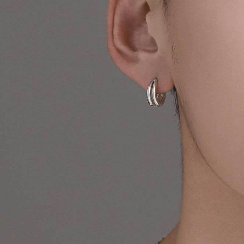 シルバーアクセサリー 曲線三連リングピアス