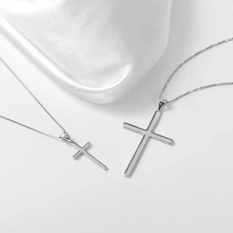 シルバーアクセサリー 細身シンプルクロスペンダント