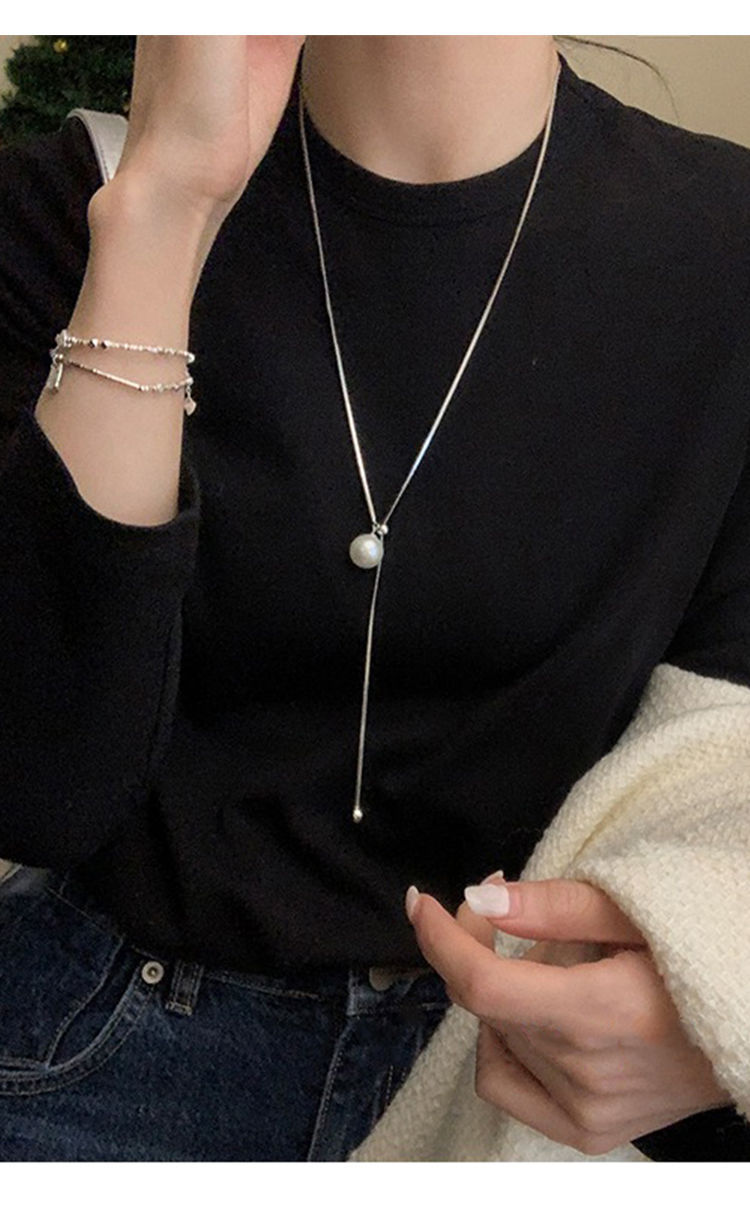 シルバーアクセサリー 真珠のしずく Yネックレス