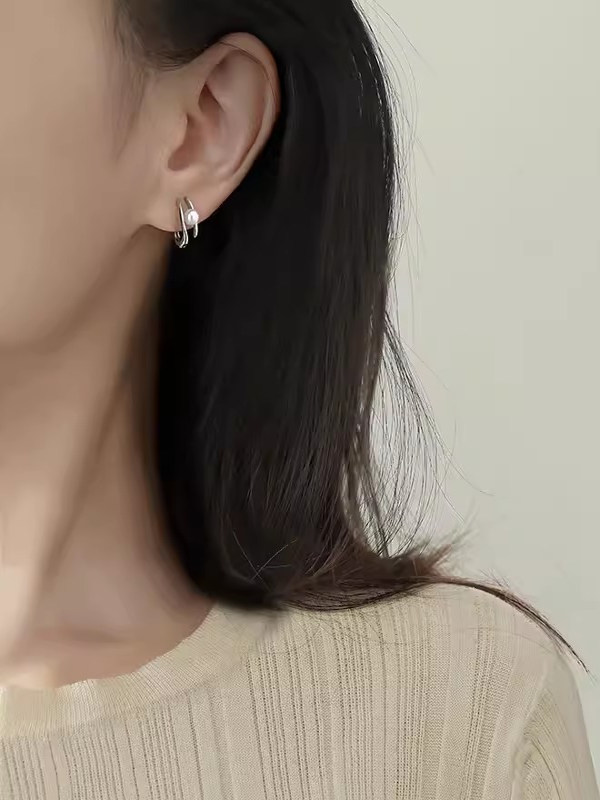 シルバーアクセサリー 真珠の雫 輪っかイヤリング