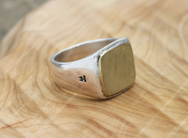 シルバーアクセサリー シンプル四角印台リング