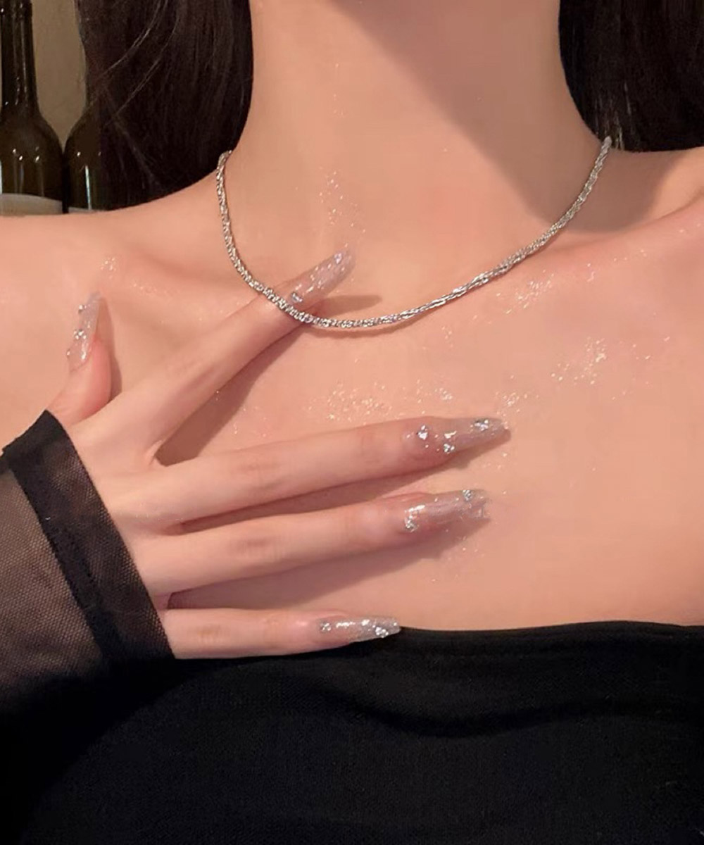 シルバーアクセサリー 輝く二重連チェーンネックレス