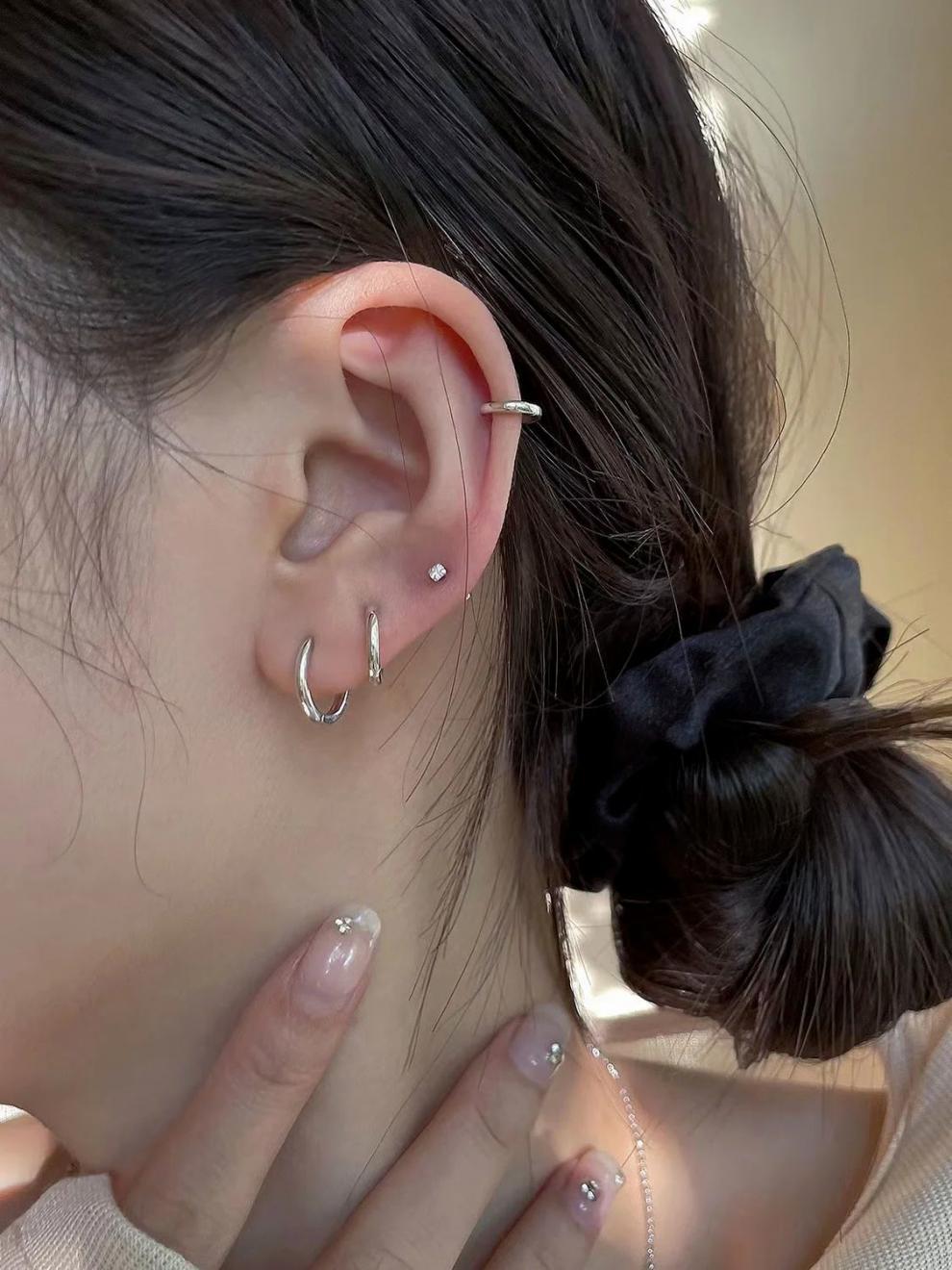 シルバーアクセサリー シンプル フープ ピアス 三種