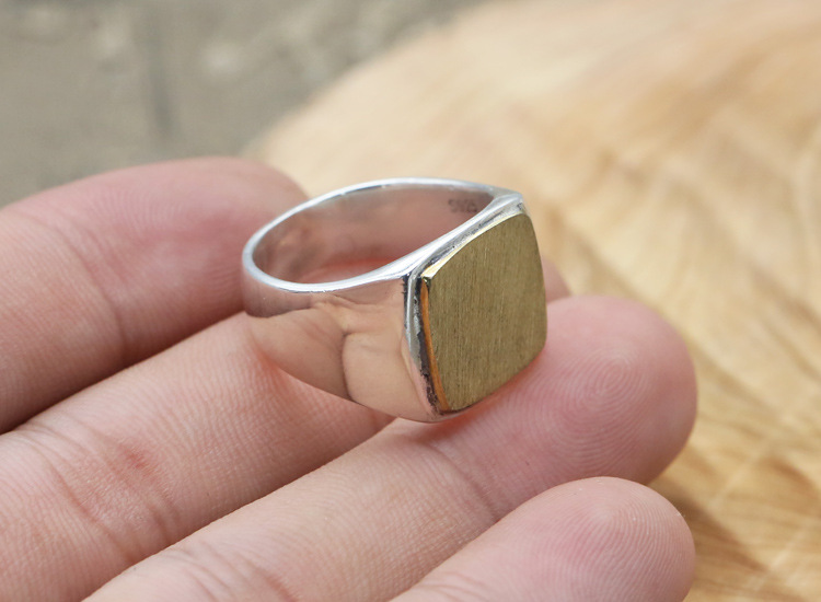 シルバーアクセサリー シンプル四角印台リング