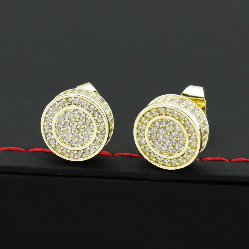 シルバーアクセサリー 円形パヴェ ダブルサークル ピアス