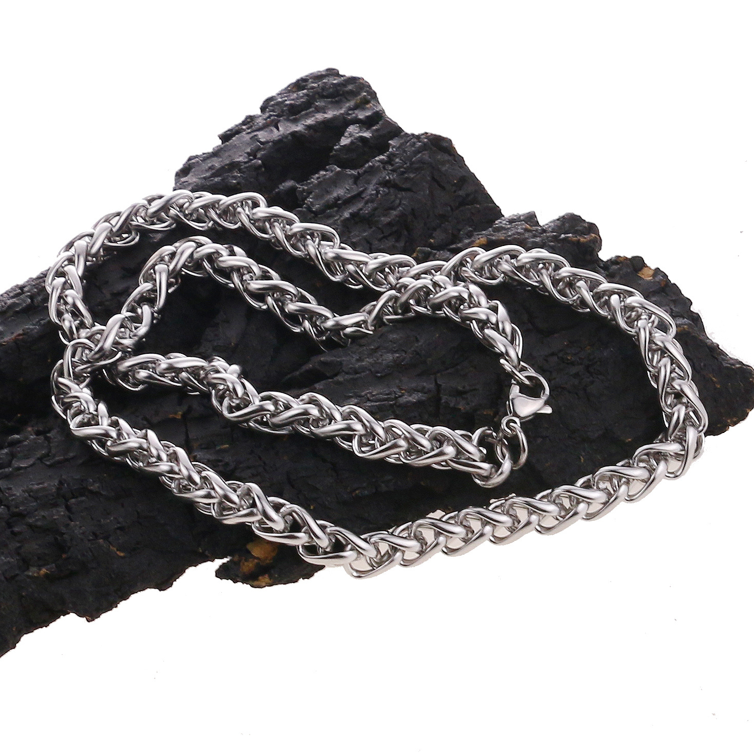 シルバーアクセサリー らせん編みチェーンネックレス